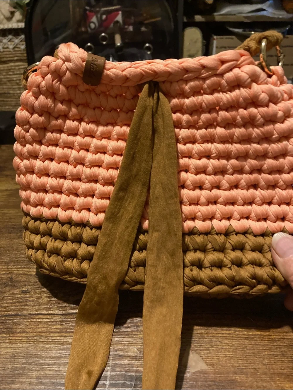 Handmade crocheted arm handle purse